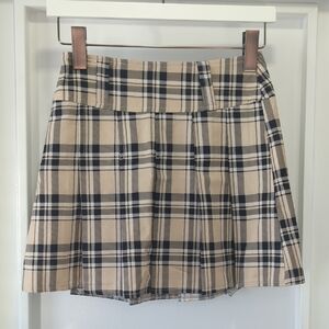 SHEIN Beige and Black Plaid Mini Skirt Size 2